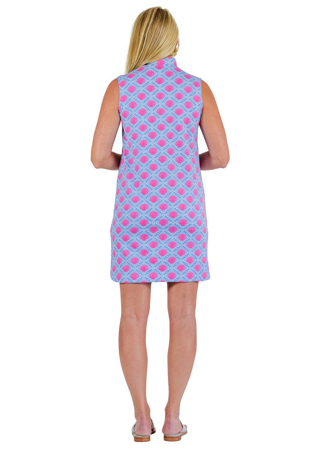 Seaport Sleeveless Shift - Bamboo Circles in Pink/Blue