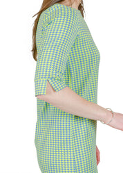 Yacht Club Shift 3/4 - Houndstooth Regatta/Lime - FINAL SALE