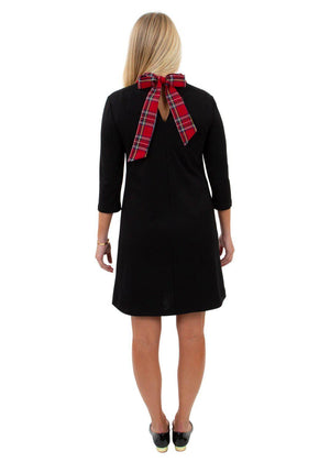 Molly Bow Back Dress 3/4 - Black/Red Plaid Bow-2
