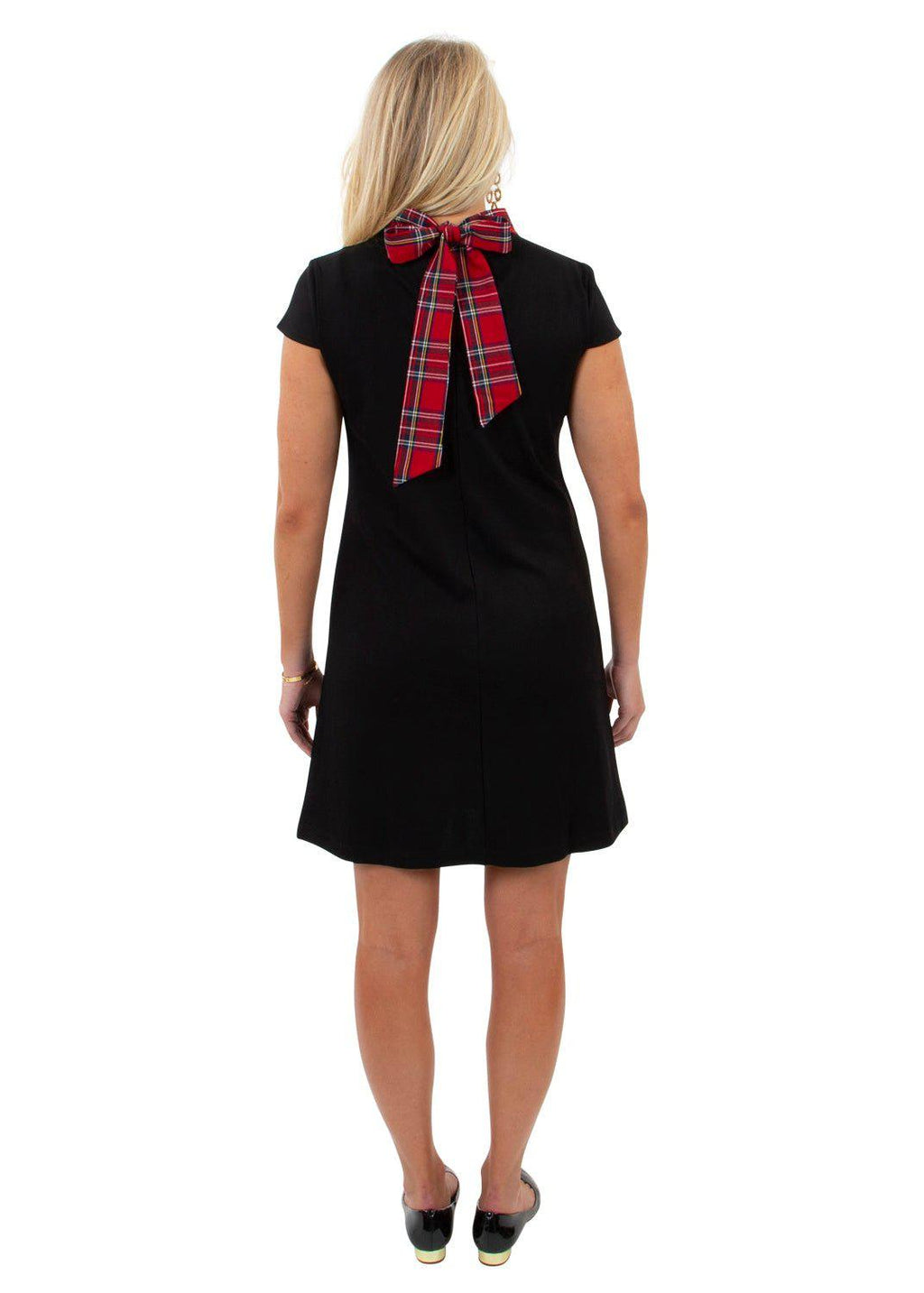 Molly Bow Back Dress - Black/Red Plaid Bow-2