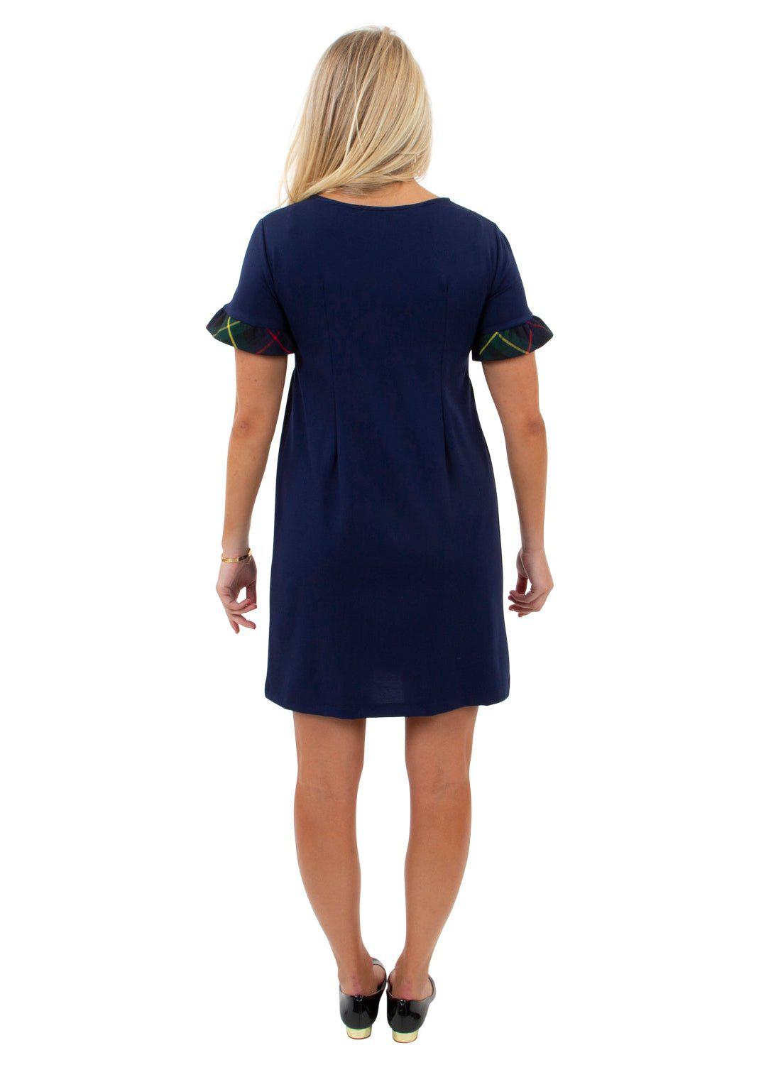 Coco Dress - Navy/Green Plaid Ruffle-2