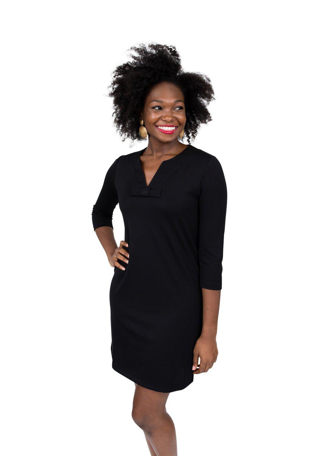 Sun Protective Lucy 3/4 Sleeve Dress - Solid Black