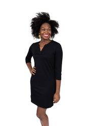 Sun Protective Lucy 3/4 Sleeve Dress - Solid Black