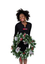 Lucy Dress 3/4 - Black/Red Plaid Bow FINAL SALE