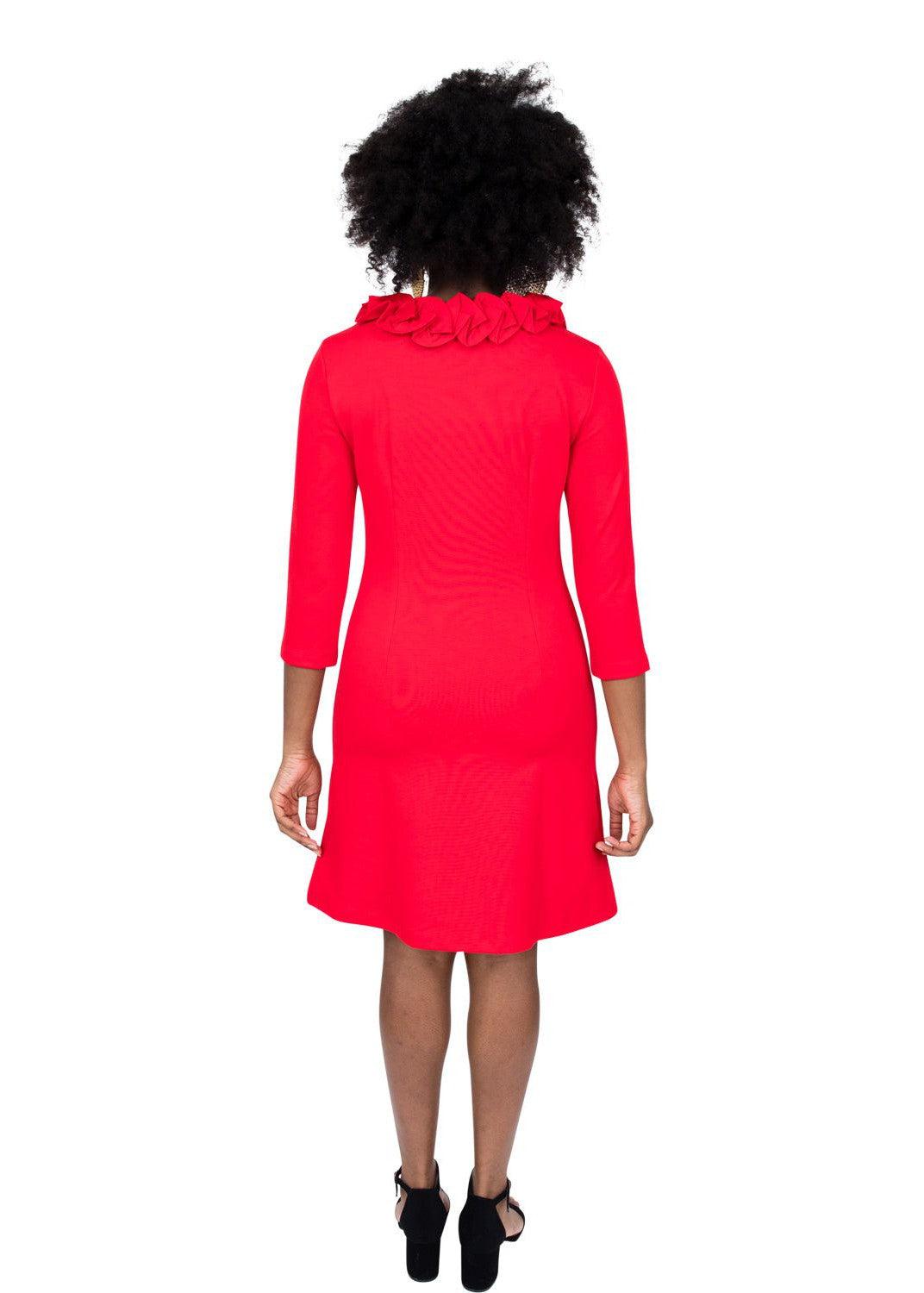 red ponte dress Mathilde Tie Waist Ponte Dress - Spicy Red