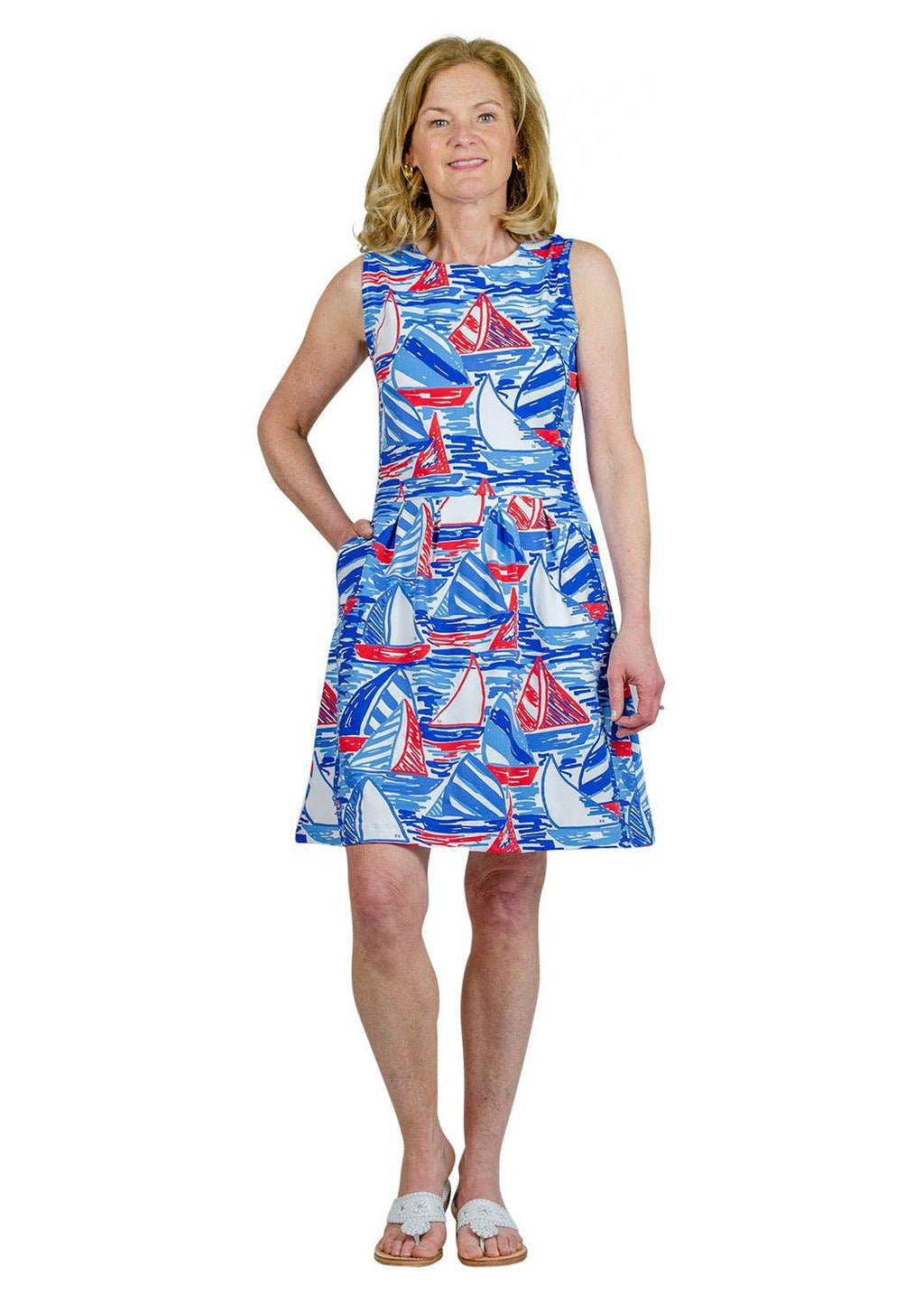 Boardwalk Dress - Out for Sail Red/White/Blue