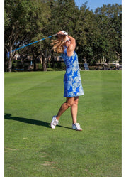 Britt Sleeveless Dress - 2 Blue Resort Palms- FINAL SALE-2