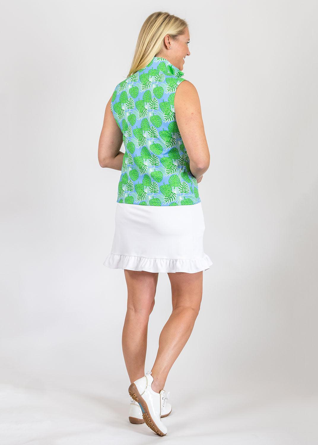 Blue & Green Britt Sleevless Top in a Palm Print 2