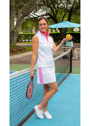 Country Club Skort 17" - Solid White/Pink/White Stripe-2