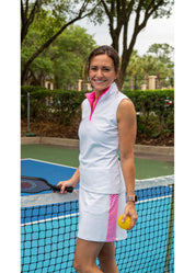 Country Club Skort 17" - Solid White/Pink/White Stripe