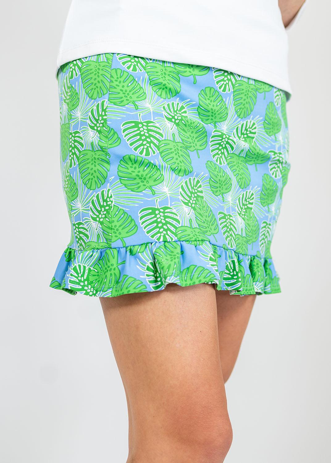 Blue & Green Country Club Skort with Ruffle in a Palm Print 4