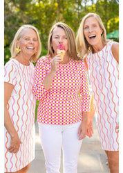 Crew Tee - Pink/Orange/White Geo