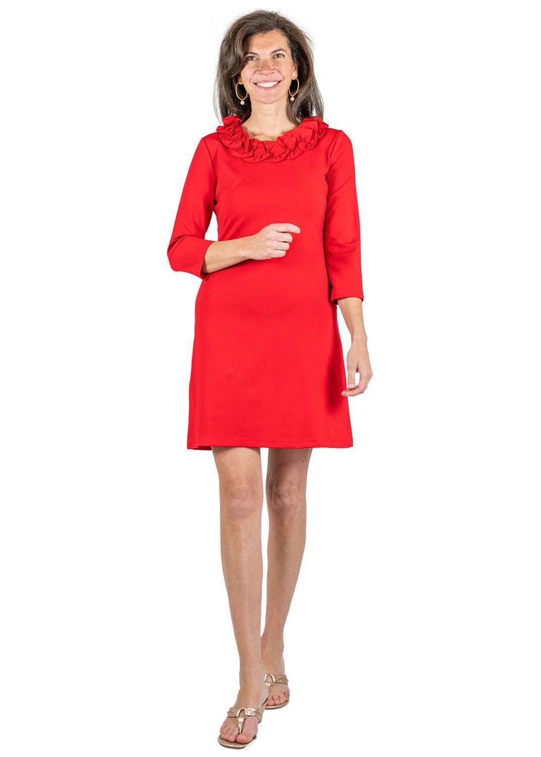 Cricket Dress 3/4 Sleeve - Solid Red
