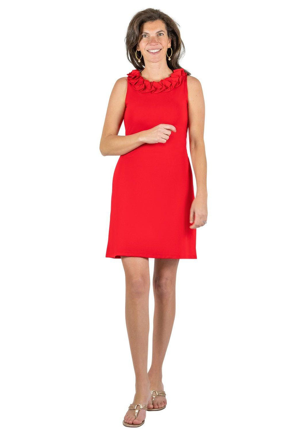 Cricket Sleeveless Dress- Solid Red
