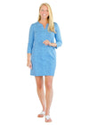 Lucille Dress 3/4-Tiny Cheetah 2 Blue- FINAL SALE