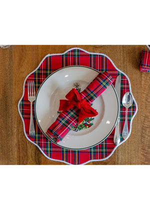 Placemat - Scalloped Edge Red Plaid/White