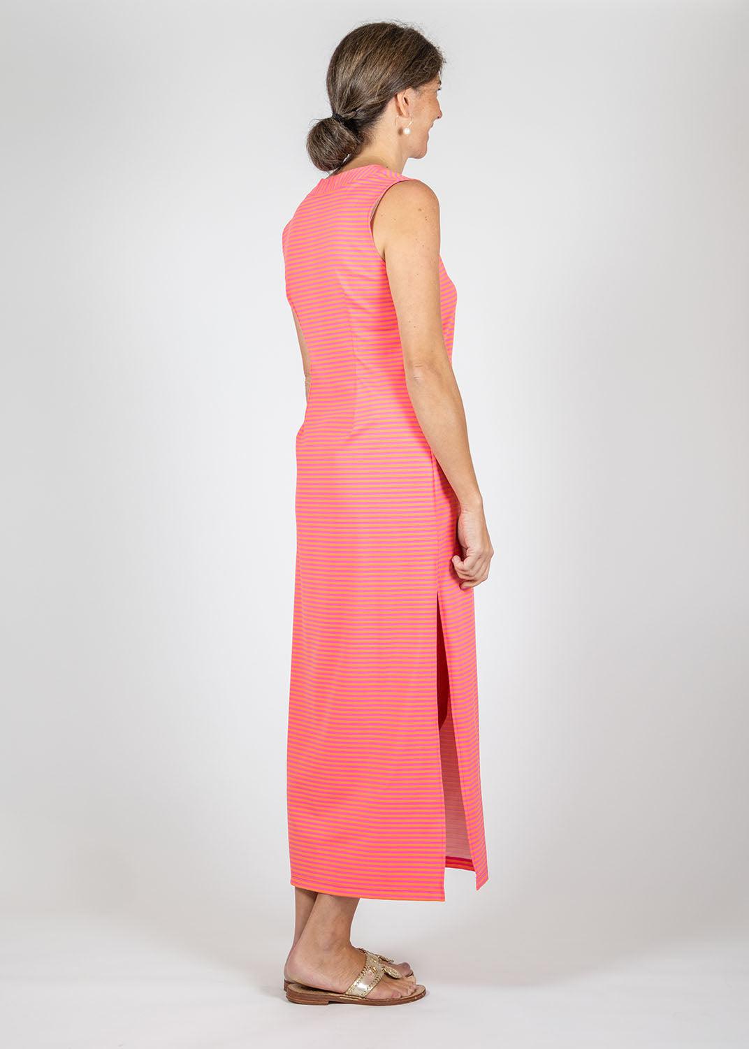 green emerald velvet dress Lucille Maxi Dress - Juicy Stripe Pink/Orange