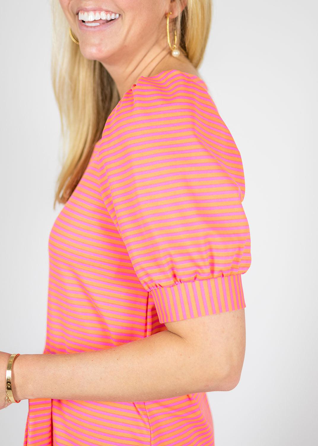 Madison Dress - Juicy Stripe Pink/Orange