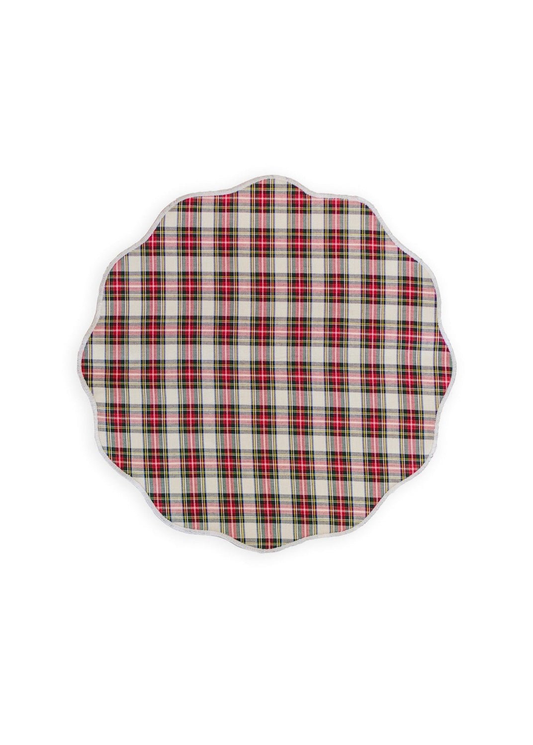 Placemat - Scalloped Edge Red Plaid/White-2