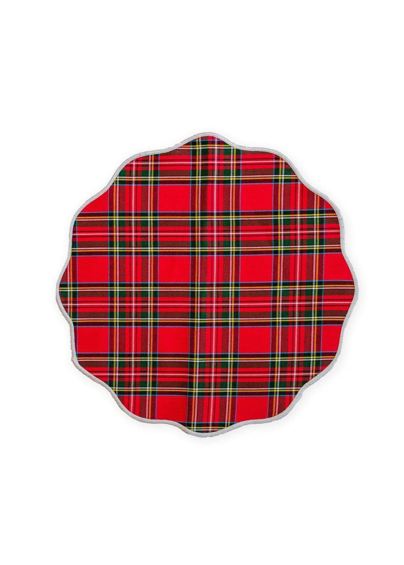 Placemat - Scalloped Edge Red Plaid/White