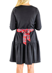 Valerie Dress - Black/Red Plaid Sash