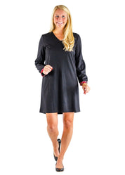 Charlotte Dress - Black/Red Plaid Cuff