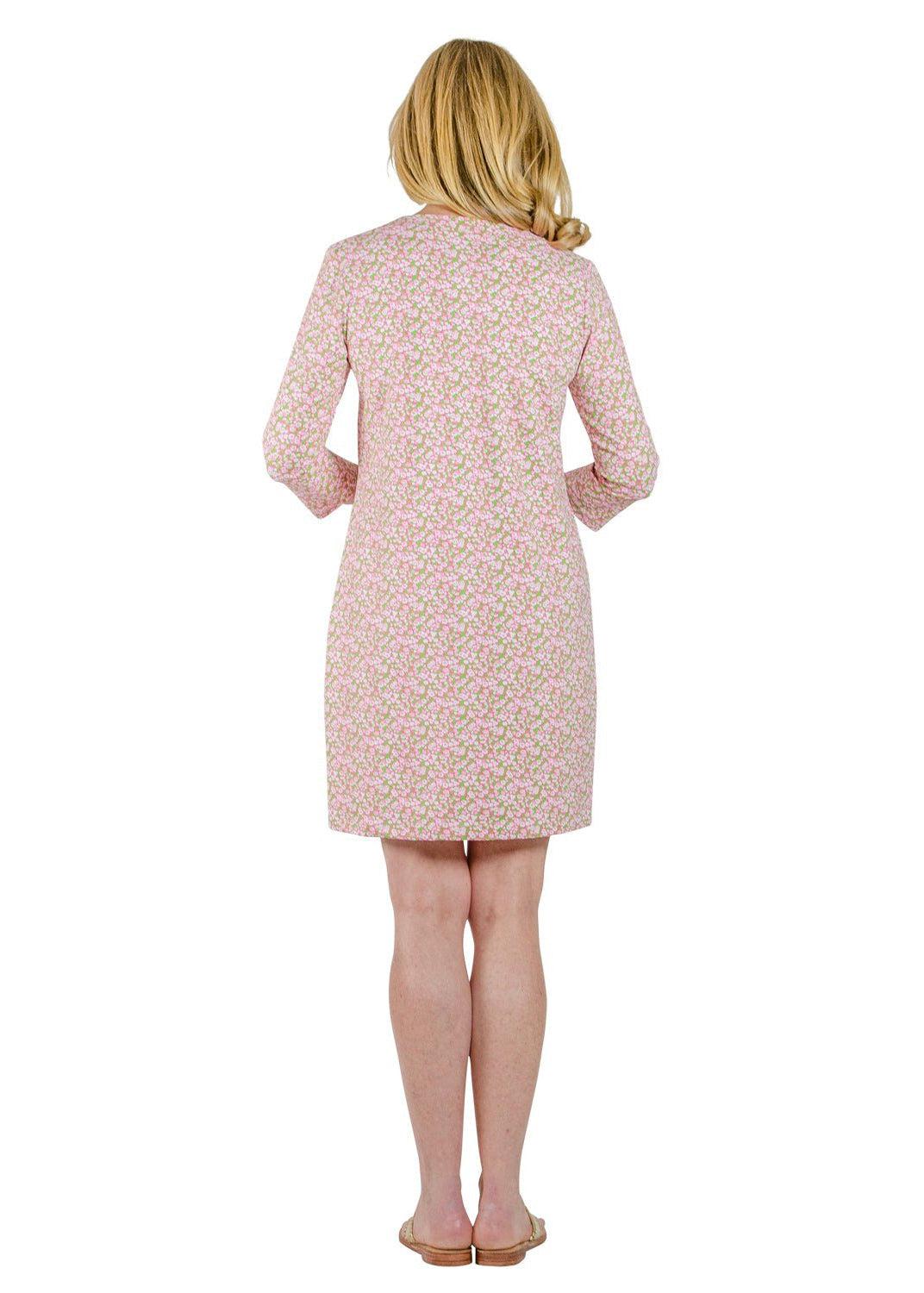Lucille Dress 3/4-Tiny Floral Pink/Green-FINAL SALE-2