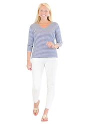 V-Crew Tee-Juicy Stripe True Blue