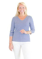 V-Crew Tee - Juicy Stripe True Blue