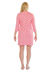 Lucille Dress 3/4-Bamboo Circles Pink/Orange - FINAL SALE-2