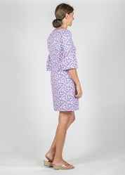Berkley Dress - Field of Dahlias Blue/Pink - FINAL SALE