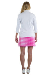 Britt 3/4 Sleeve Top - White/Gingham Check Pink-2