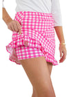 Country Club Skort 17" with Ruffle  - Gingham Check Pink