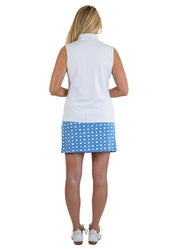 Britt Sleeveless Top - White/Boca Grande Cane Blue-2