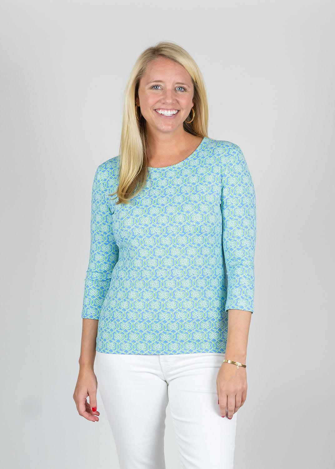 Crew Tee Top - Tie a Knot Blue/Green