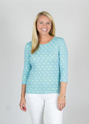 Crew Tee Top - Tie a Knot Blue/Green