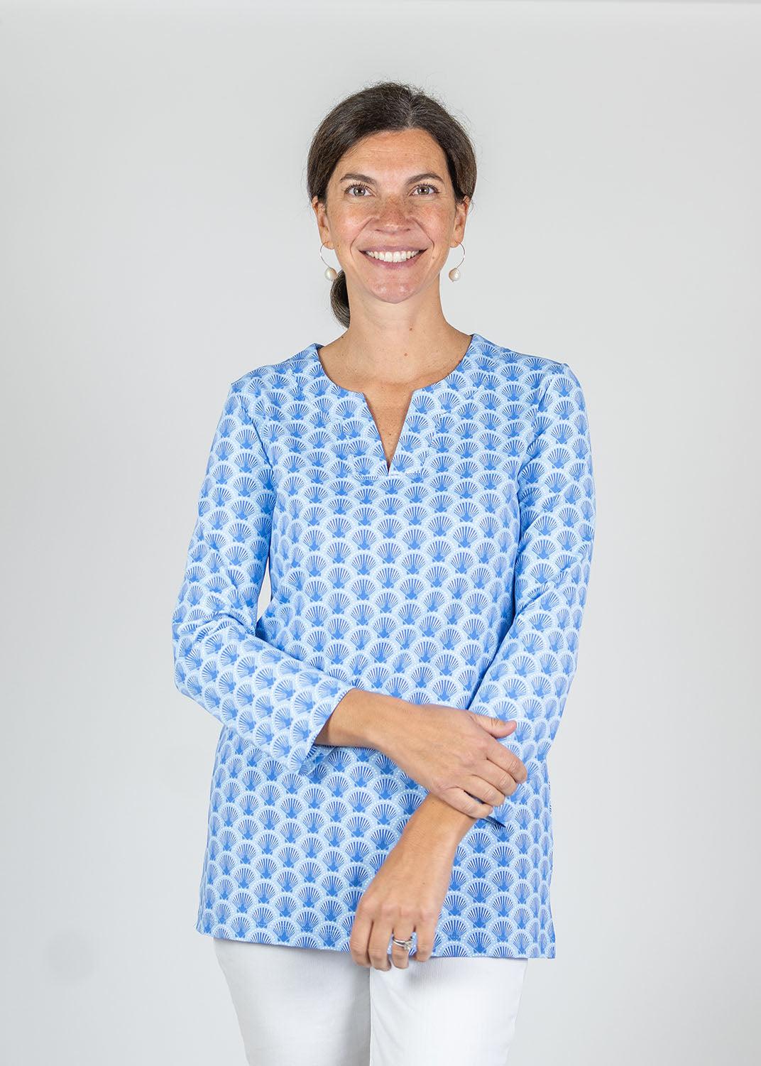 Lucille Blouse - Shell Seeker 2 Blue - FINAL SALE