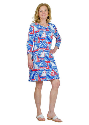 Grace Dress - Out for Sail Red/White/Blue