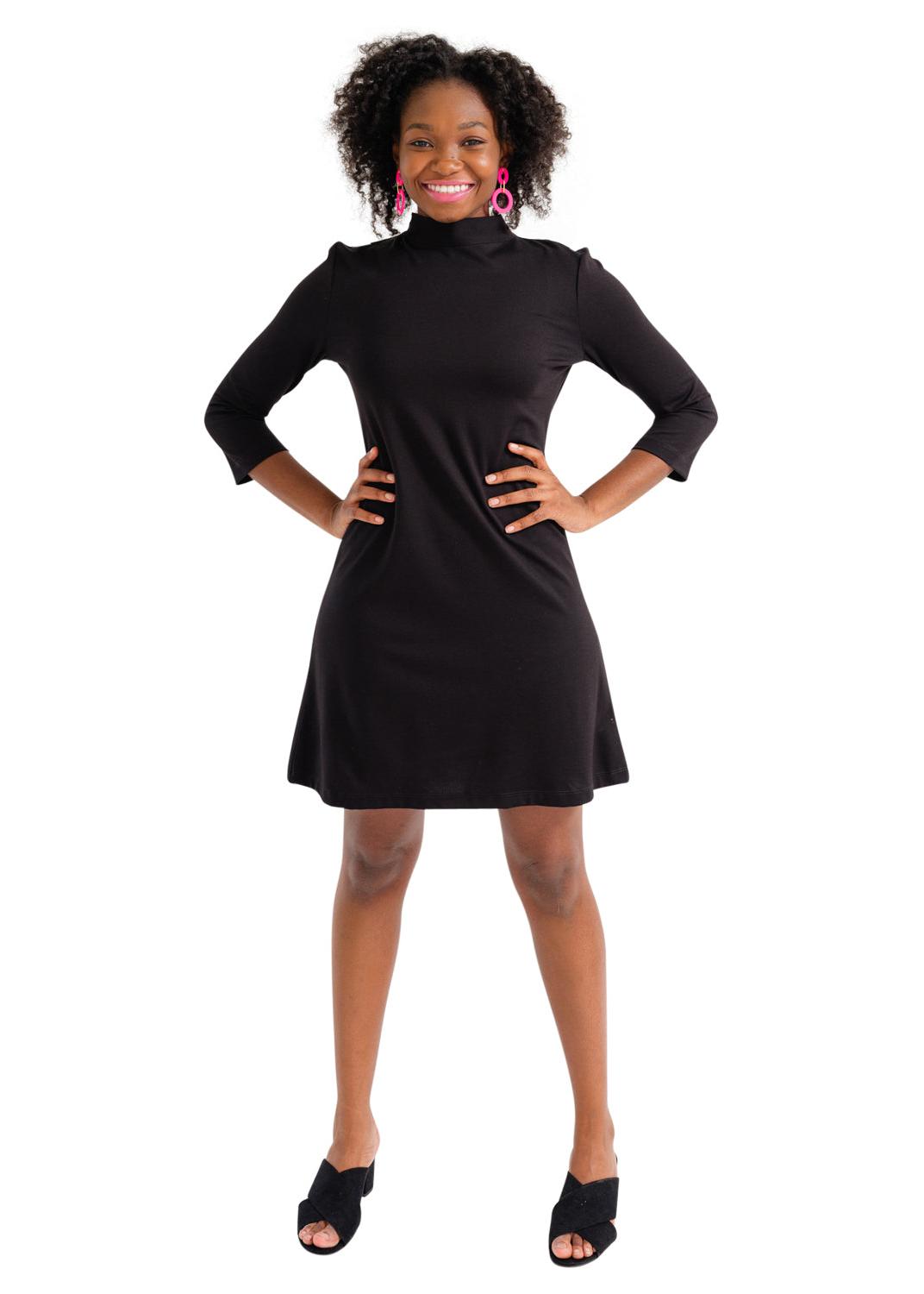 Molly Bow Back 3/4 Sleeve - Solid Black - FINAL SALE