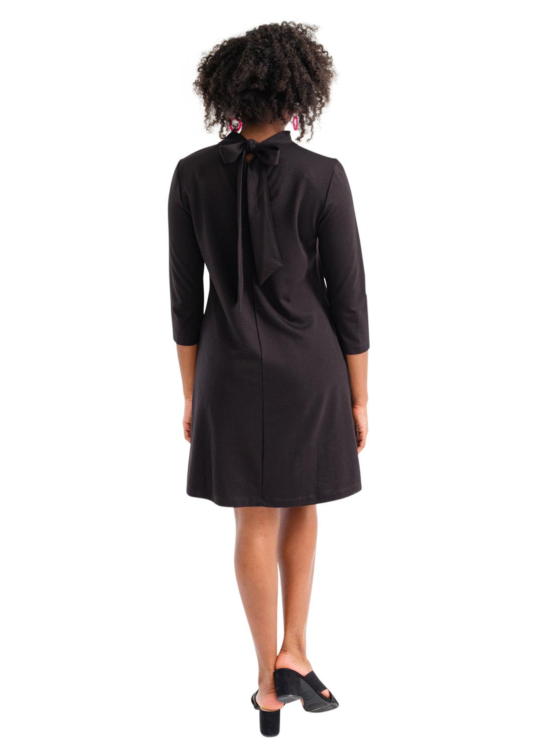 Molly Bow Back 3/4 Sleeve - Solid Black - FINAL SALE-2