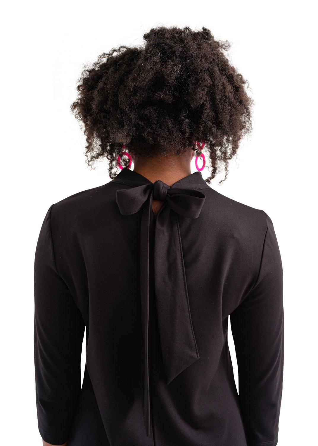 Molly Bow Back 3/4 Sleeve - Solid Black - FINAL SALE