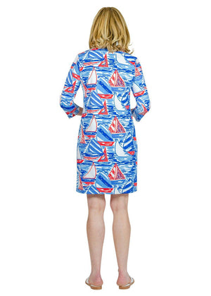 Lucille Dress 3/4 - Out for Sail Red/White/Blue-2