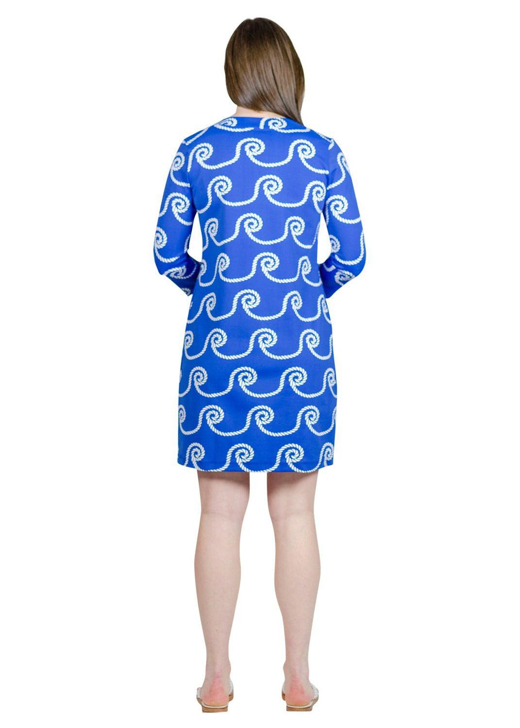 Lucille Dress 3/4 - Rope Coil Blue/White-2