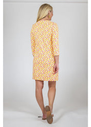 Lucille Dress 3/4 Sleeve - Field of Dahlias