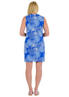 Lucille Dress Sleeveless - 2 Blue Resort Palms - FINAL SALE