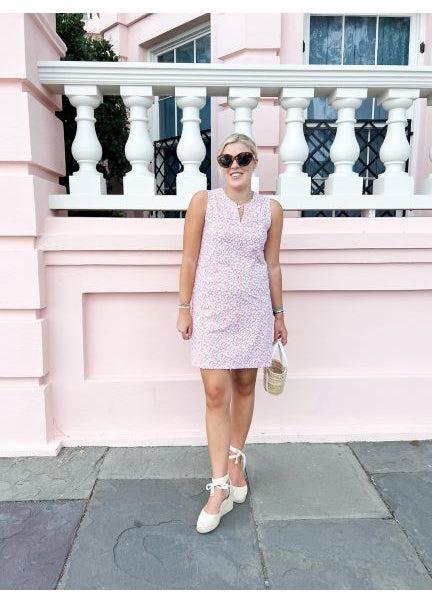 Lucille Dress - Tiny Floral - Pink/Green - FINAL SALE