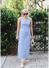 Lucille Maxi Dress - Gingham Check Blue and White-2