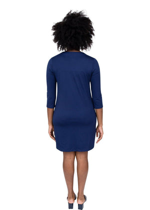 Lucy Dress 3/4 Sleeve - Solid Navy-2