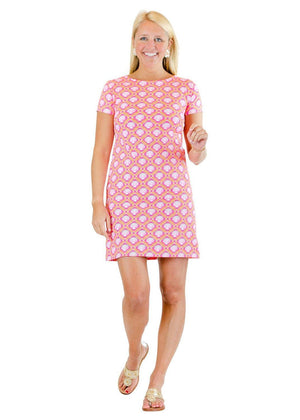 Marina Dress - Bamboo Circles Pink/Orange - FINAL SALE