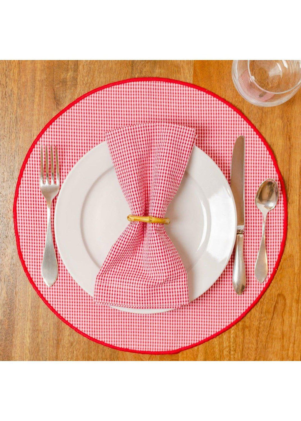 Placemat, Round - Red Gingham Check/Red-2